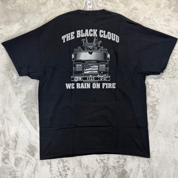 VTG Gildan MVFD Station 2 A Shift Black Cloud Firefighter Graphic T-Shirt  XL - Picture 2 of 7